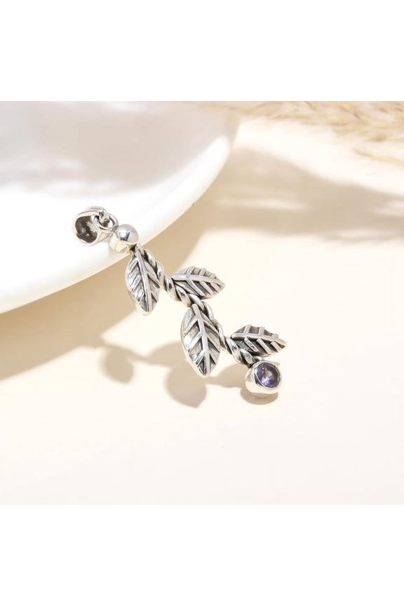 Solid 925 Sterling Silver Iolite leaf pendant, Unique Designer pendant ,Birthday Gift , Anniversary Gift, Nature Inspired
