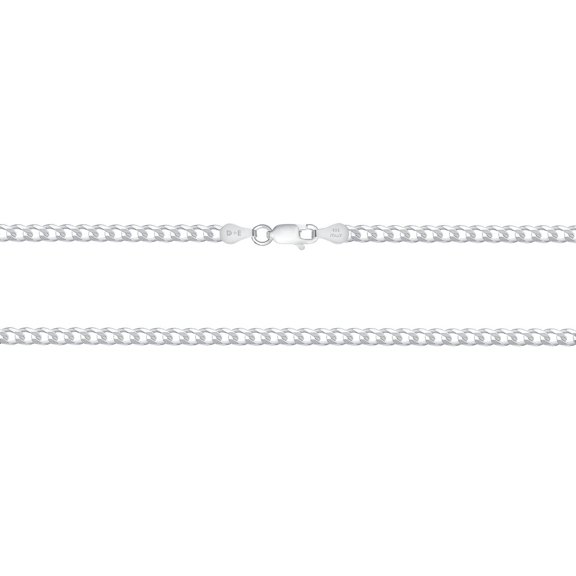 Solid 925 Sterling Silver Italian 3.7mm Flat 20” Curb Chain Necklace for Men Women CURB100-20