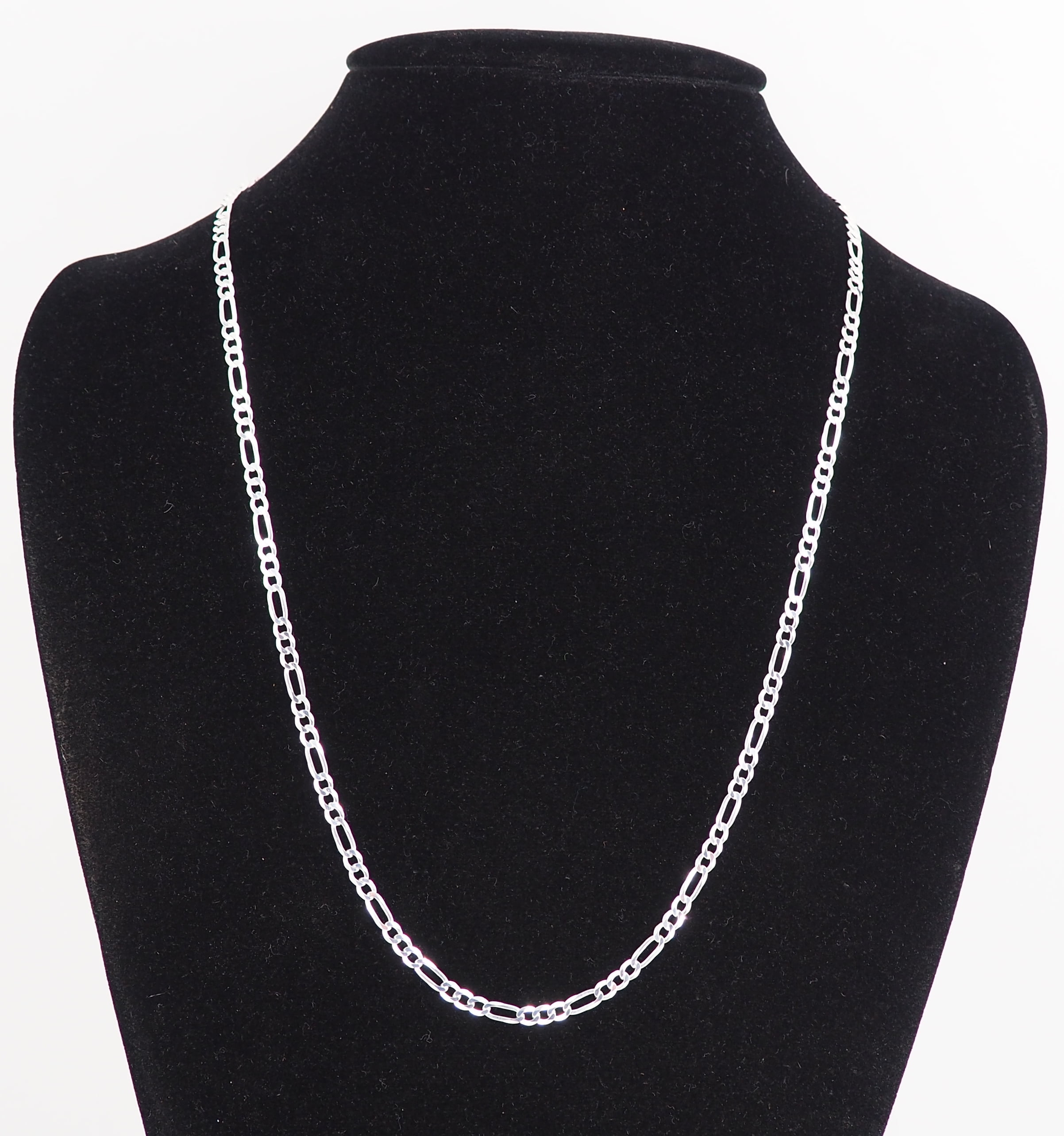 Solid 925 Sterling Silver Italian 3.9mm Flat 20” Figaro Link Chain Necklace for Women Men Made in Italy FIG100-20
