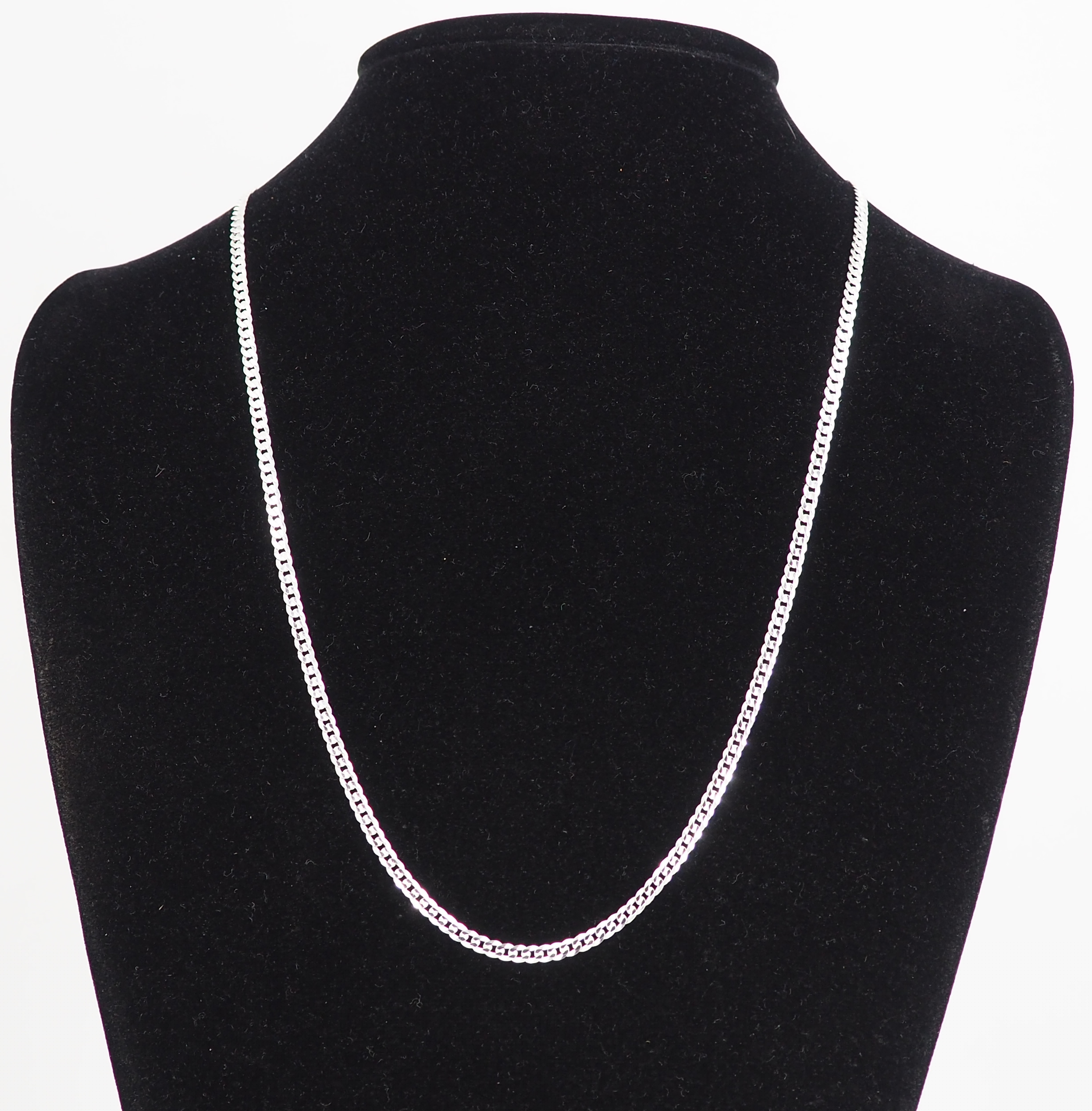 thumbnail image 1 of Solid 925 Sterling Silver Italian 3mm Flat 24” Curb Chain Necklace for Men Women CURB080-24, 1 of 4