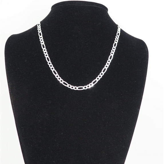 Solid 925 Sterling Silver Italian 5.5mm Flat 20” Figaro Link Chain Necklace for Women Men Made in Italy FIG150-20