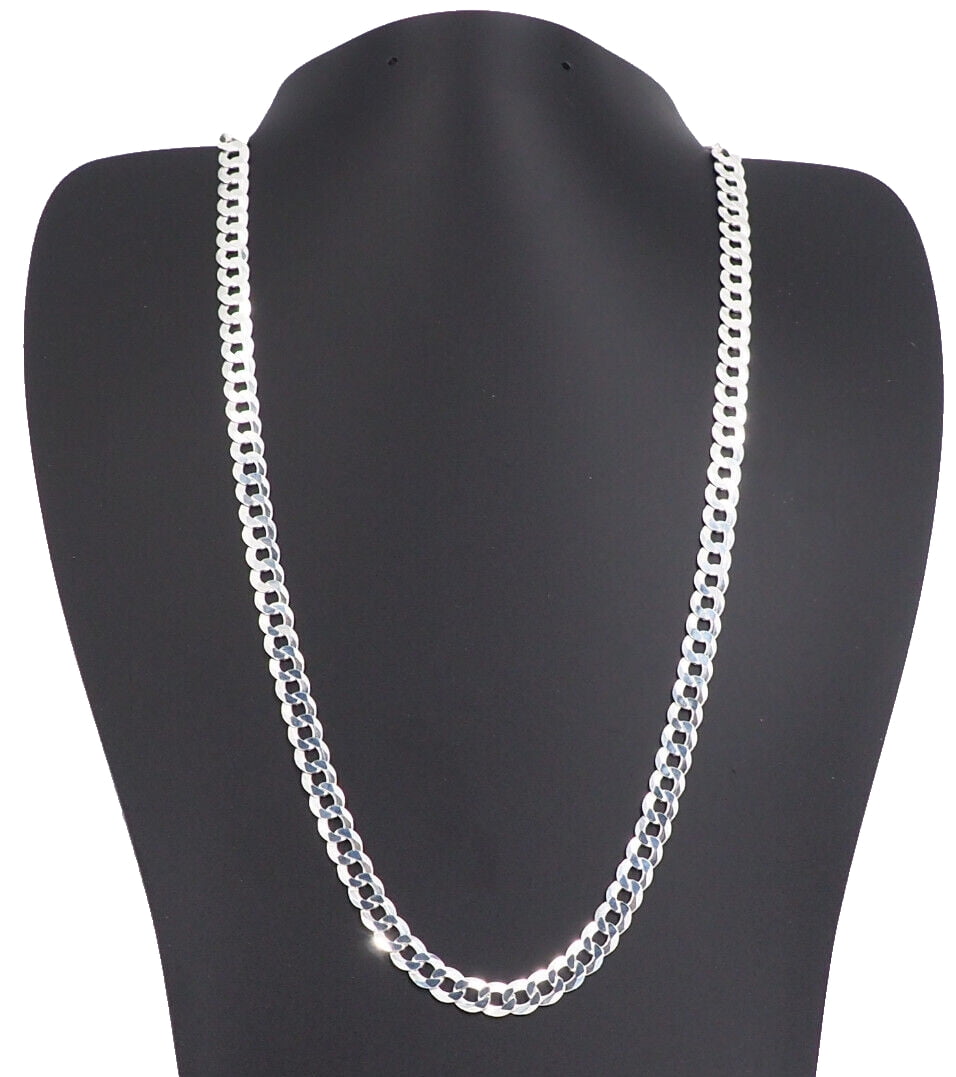 Solid 925 Sterling Silver Italian 6.2mm Wide, Flat 20 Inch Curb Chain Necklace for Men Women CURB160-20 MST