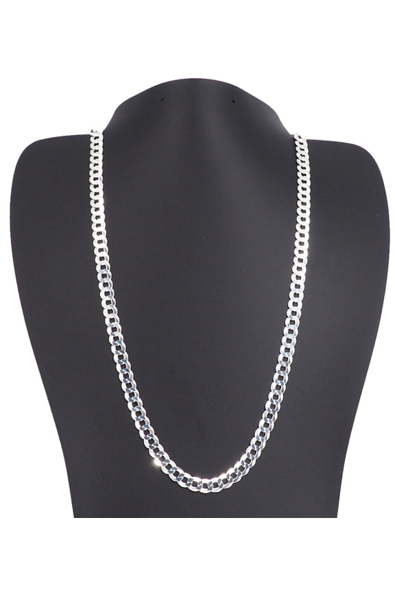 Solid 925 Sterling Silver Italian 6.2mm Wide, Flat 20 Inch Curb Chain Necklace for Men Women CURB160-20 MST