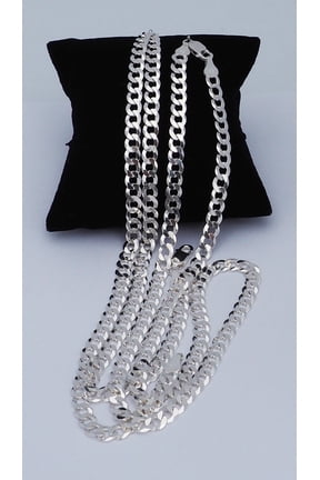 Solid 925 Sterling Silver Italian 6.2mm Wide, Flat 20 Inch Curb Chain Necklace for Men Women CURB160-20 MST
