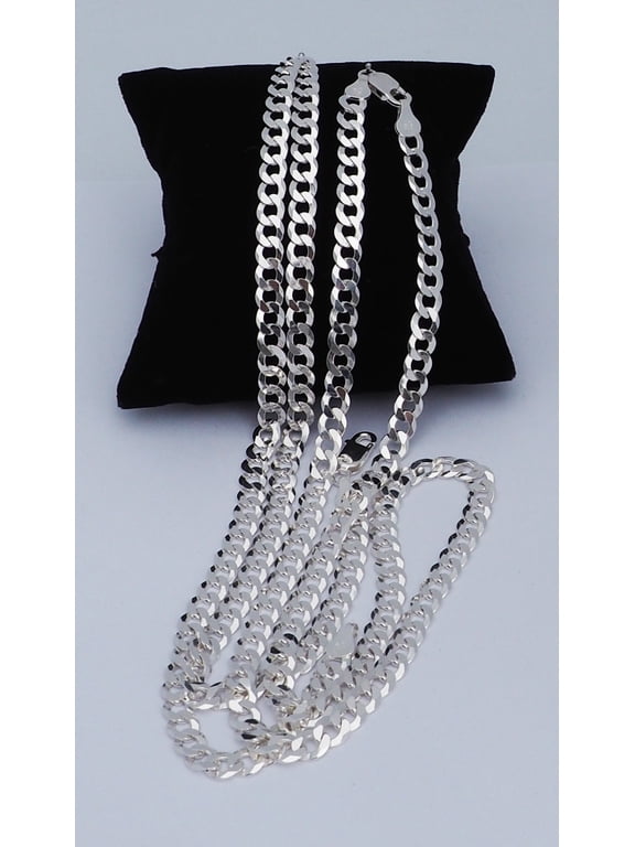 Solid 925 Sterling Silver Italian 6.2mm Wide, Flat 20 Inch Curb Chain Necklace for Men Women CURB160-20 MST