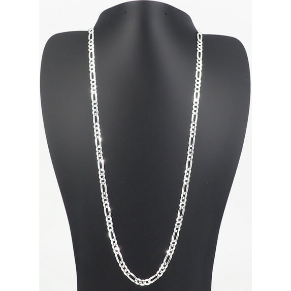 Solid 925 Sterling Silver Italian 7.8mm Flat 20” Figaro Link Chain Necklace for Women Men Made in Italy FIG180-20