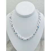 Solid 925 Sterling Silver Italian Rope Chain Mens Necklace 8mm - Diamond Cut