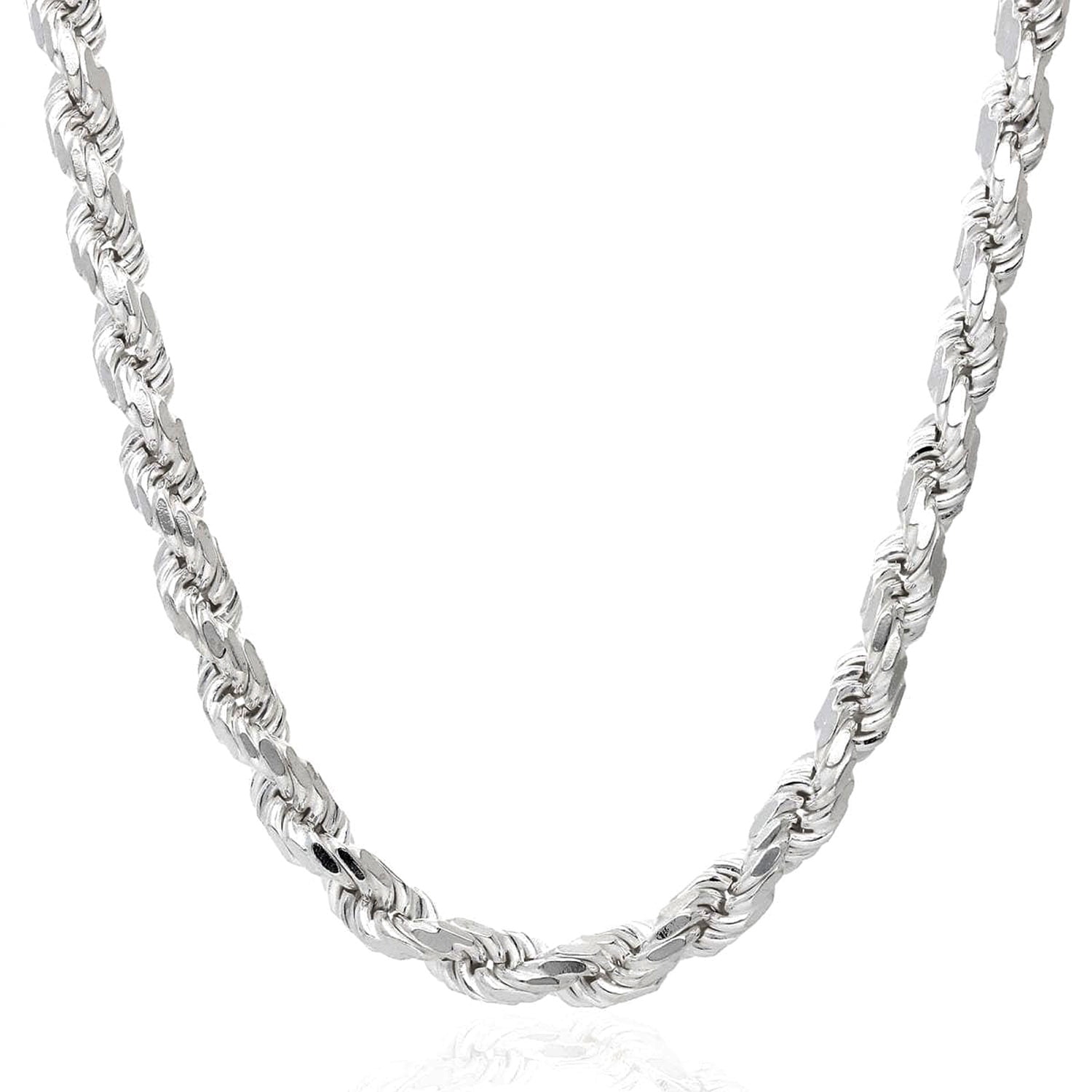 Solid 925 Sterling Silver Italian Rope Chain Necklace 16"-30"