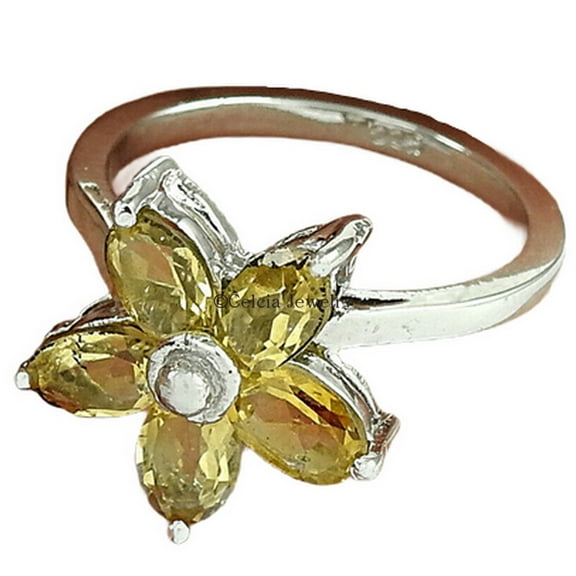 Solid 925 Sterling Silver Jewelry, Natural Citrine Gemstone Ring, Multi Stone Ring, Antique Ring, Tungsten&nbsp;Ring, Promise Ring, Sister&nbsp;Gifts, Valentines Day Gifts For Women (citrine, 7)