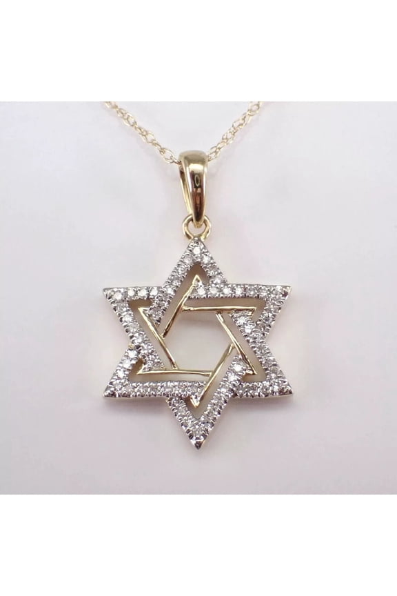 Solid 925 Sterling Silver Lab Created Diamond Round Cut Star of David Charm Unisex Pendant 14k Yellow Gold Plated
