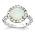 thumbnail image 1 of Solid 925 Sterling Silver Lab Created Opal and CZ Cubic Zirconia Engagement Ring Size 7, 1 of 6
