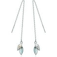 thumbnail image 1 of Solid 925 Sterling Silver Leaf Chain Dangle Earrings for Women Teens Leaf Dangle Drop Earrings Threader Tassel, 1 of 13