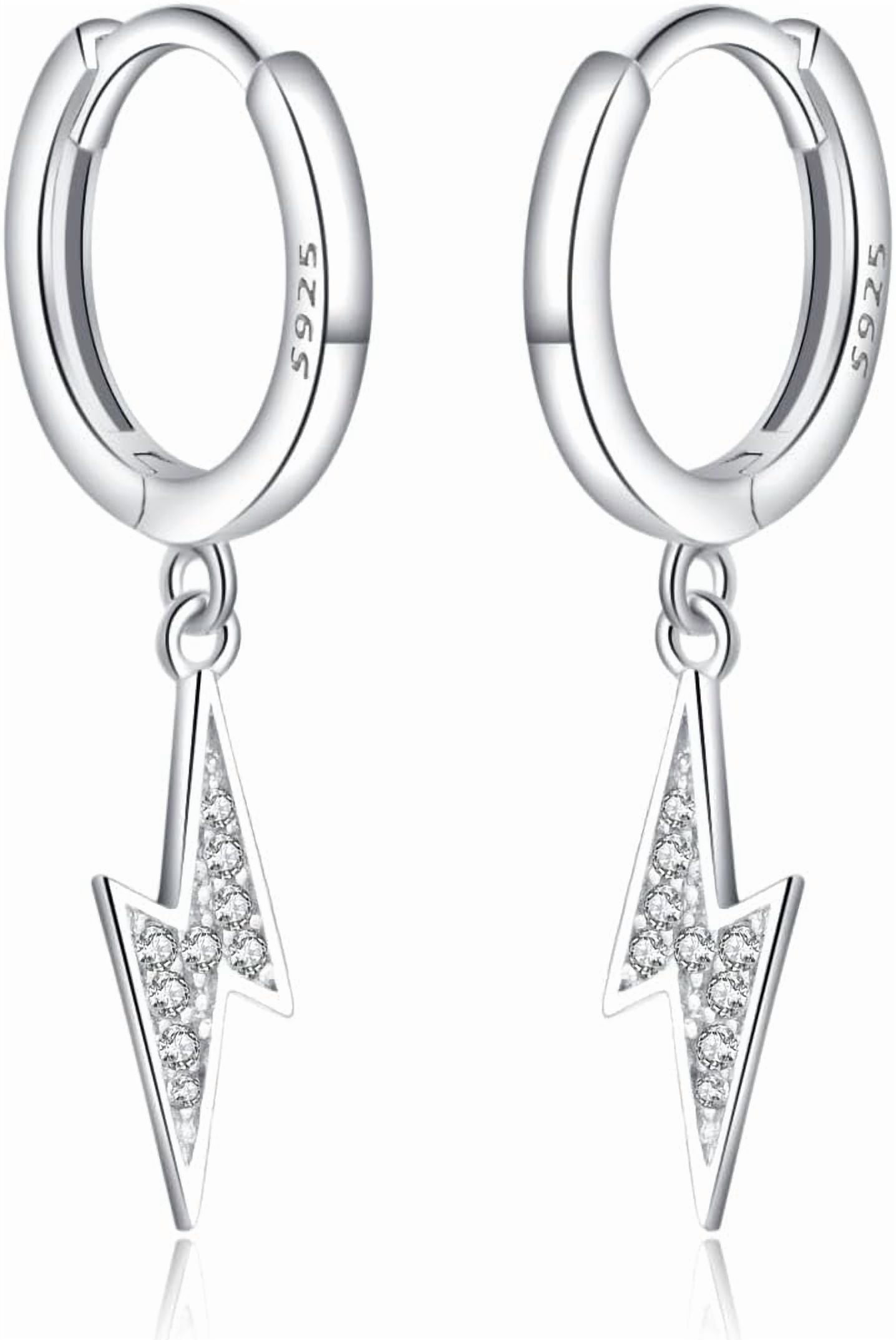 Earpods Lightning Orecchini Da Uomo Hip Hop Argento Sterling 925 - Borchie Micro Pavé Con Zirconi, Chiusura A Vite Orecchini Uomo Cerchio