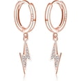 thumbnail image 1 of Solid 925 Sterling Silver Lightning Bolt Drop Hoop Earrings for Women Teens CZ Lightning Bolt Hoop Earrings Huggie, 1 of 12