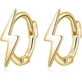 thumbnail image 1 of Solid 925 Sterling Silver Lightning Bolt Hoop Earrings for Women Teens Lightning Hoop Earrings Cartilage Huggie Earrings, 1 of 6