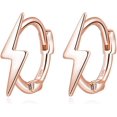 thumbnail image 1 of Solid 925 Sterling Silver Lightning Bolt Hoop Earrings for Women Teens Lightning Hoop Earrings Cartilage Huggie Earrings, 1 of 11