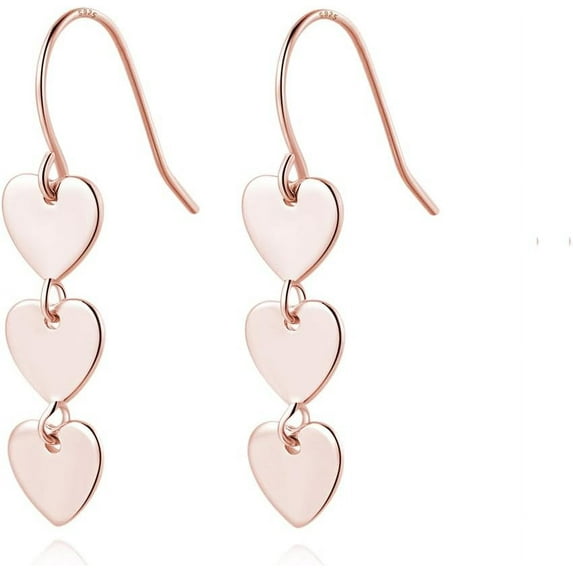 Solid 925 Sterling Silver Love Heart Drop Earrings for Women Teens Sweet Heart Dangle Earrings Hook Earrings