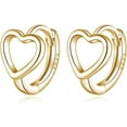 thumbnail image 1 of Solid 925 Sterling Silver Love Heart Hoop Earrings Huggie for Women Teens Heart Hoop Earrings Love Huggie, 1 of 12