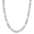 thumbnail image 1 of Solid 925 Sterling Silver Men's 9.5mm Flat Figaro Chain Necklace - with Secure Lobster Lock Clasp 20", 1 of 6