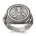 thumbnail image 1 of Solid 925 Sterling Silver Men's Vintage Antiqued Sacred Heart of Jesus Ring Band Size 11.5, 1 of 6