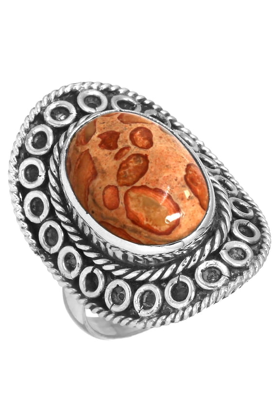Solid 925 Sterling Silver Mookaite Coral Jasper Collectible Ring