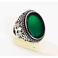 thumbnail image 1 of Solid 925 Sterling Silver Natural Emerald Corundum Gemstone Birthday Men's Ring, 1 of 3