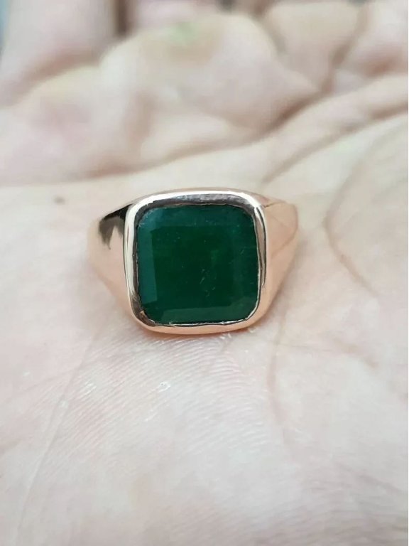 Statement Green Natural Emerald Ring 5.5 ct. 925 Sterling, Sterling Silver For Him