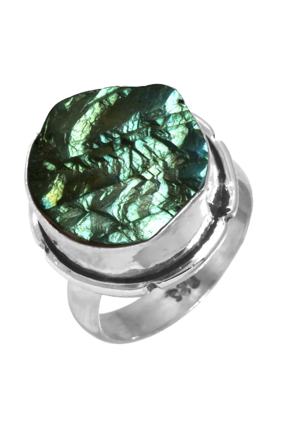 Solid 925 Sterling Silver Natural Labradorite Druzy Designer Ring