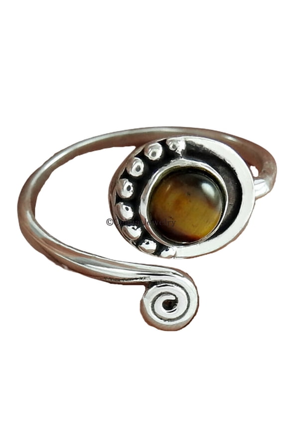 Solid 925 Sterling Silver, Natural Tiger Eye, Cat Eye Gemstone Ring, Adjustable Ring, Statement Ring, Classic Ring, Cocktail Ring, Valentines Day Gifts, Anniversary&nbsp;Gift For Women (tiger-eye, 7)