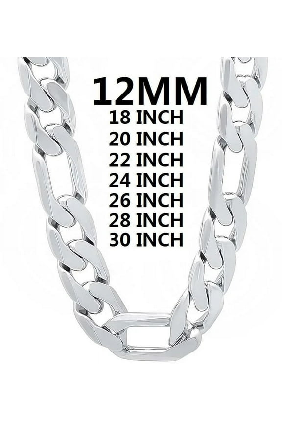 Solid 925 Sterling Silver Necklace For Men Classic 12mm Cuban Chain 18/20/22/24/26/28/30 Inch Charm Fashion Jewelry Gift SIHAO