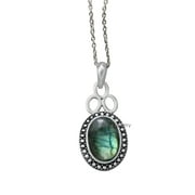 Solid 925 Sterling Silver Necklace For Women, Genuine Cabochon Oval Labradorite Gemstone Amazing Handcrafted Necklace For Her