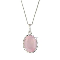 Solid 925 Sterling Silver Necklace For Women, Genuine Faceted Oval Rose Quartz Pink Gemstone Unique Handcrafted October Birthstone Gift