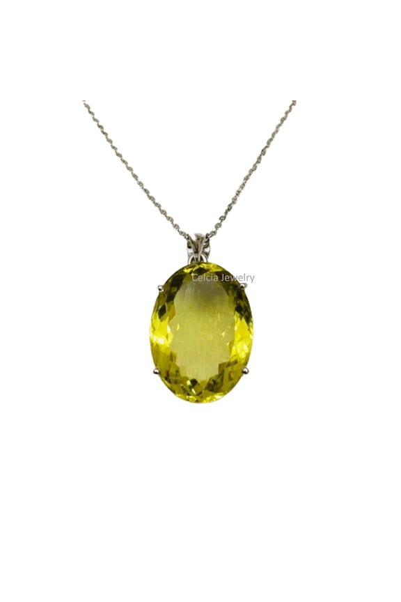 Solid 925 Sterling Silver Necklace For Women, Genuine Prong Peridot Faceted Oval Gemstone Unique Handcrafted August Birthstone Gift
