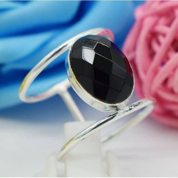 Solid 925 Sterling Silver Oval Shape Gemstone NATURAL BLACk ONYX Beautiful Handmade Rings Gift for Her Rings