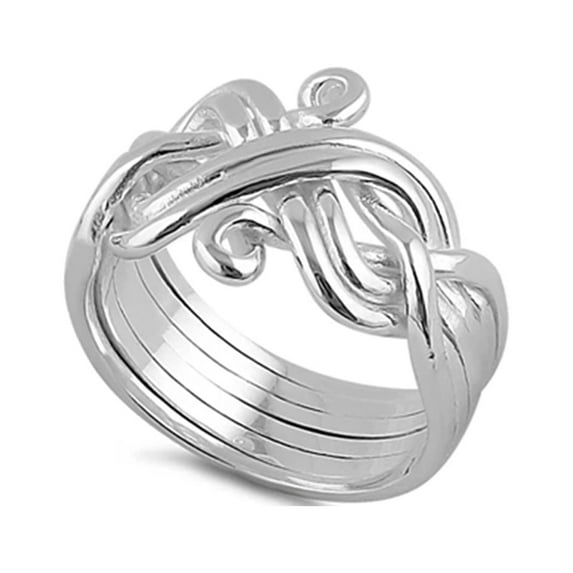 Solid 925 Sterling Silver Oxidized Platinum Plated Multi Band Stackable Women Valentines Day Gifts Ring
