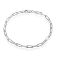 thumbnail image 1 of Solid 925 Sterling Silver Paper Clip  Bracelet, 4mm Width 7 Inch Paperclip Chain Italy, 1 of 6