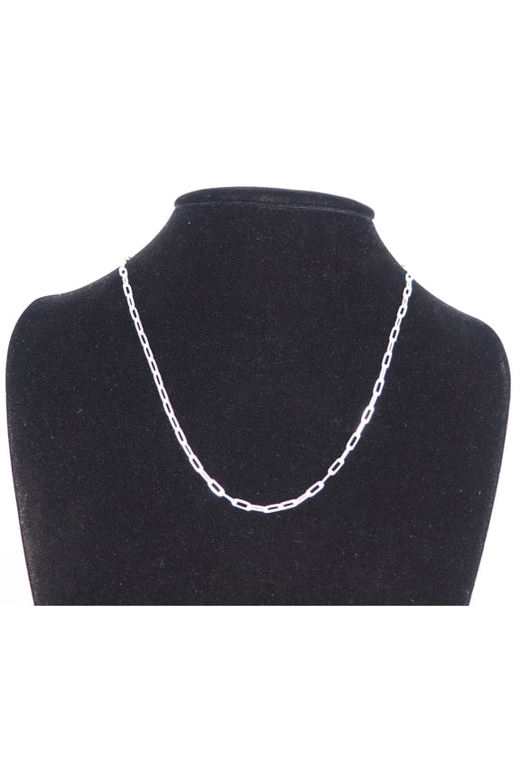 Solid 925 Sterling Silver Paperclip Necklace Paper Clip Chain Italy 3mm Wide, 20 Inch Long