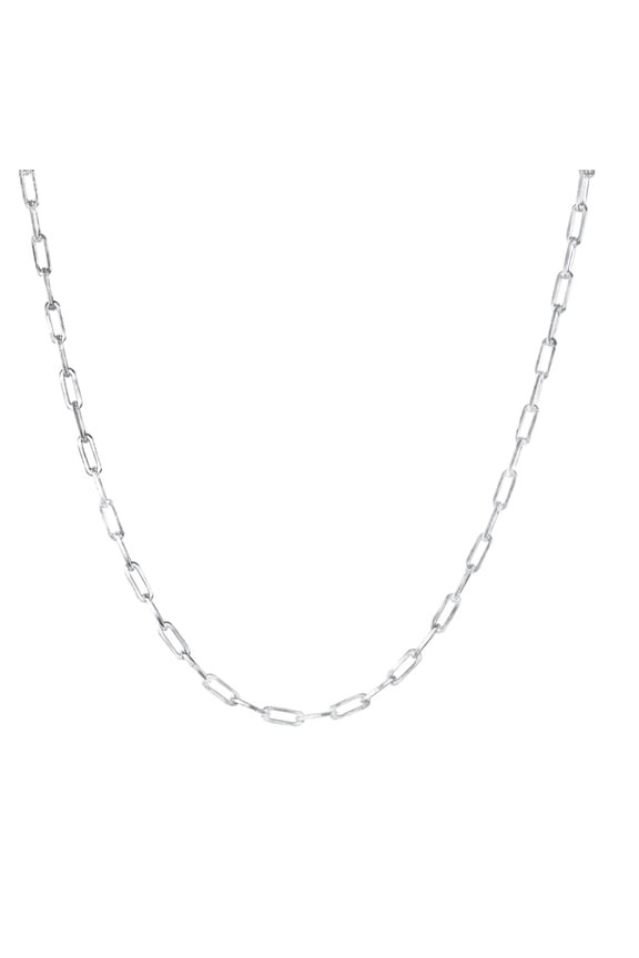 Solid 925 Sterling Silver Paperclip Necklace Paper Clip Chain Italy 4mm Wide, 22 Inch Long