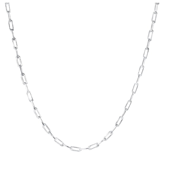 MST Solid 925 Sterling Silver Paperclip Necklace Paper Clip Chain 44mm 22in, Italy Unisex All Ages