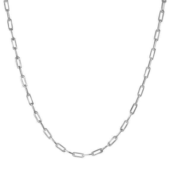 Solid 925 Sterling Silver Paperclip Necklace Paper Clip Chain Italy 6mm Wide, 20 Inch Long