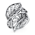 thumbnail image 1 of Solid 925 Sterling Silver Pave Set Cubic Zirconia CZ Leaf Style Fashion Anniversary Ring Size 9, 1 of 2