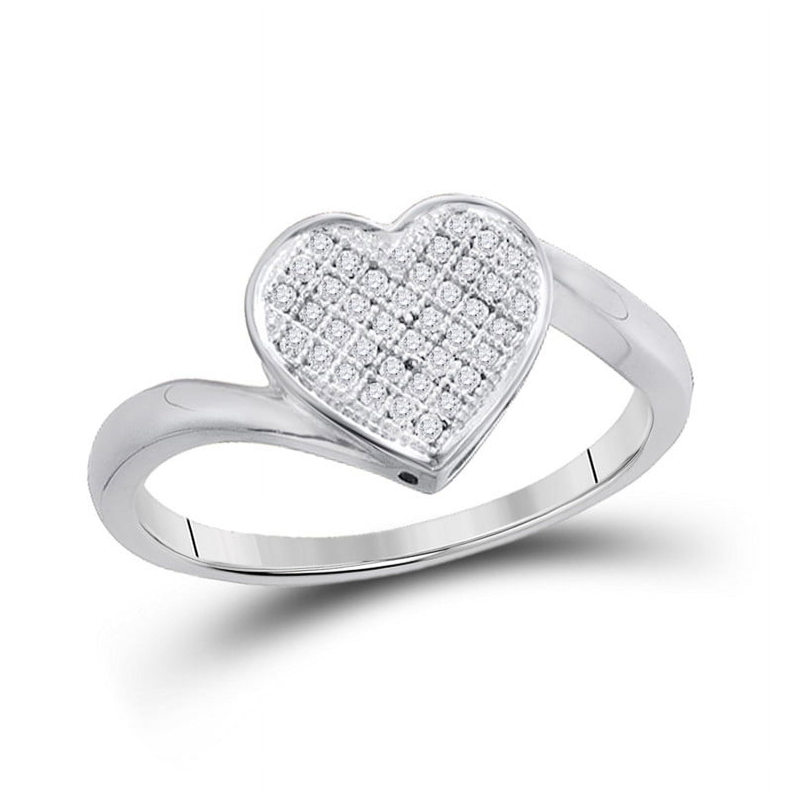 Solid 925 Sterling Silver Pave-set Real Natural Diamond Heart Cluster ...