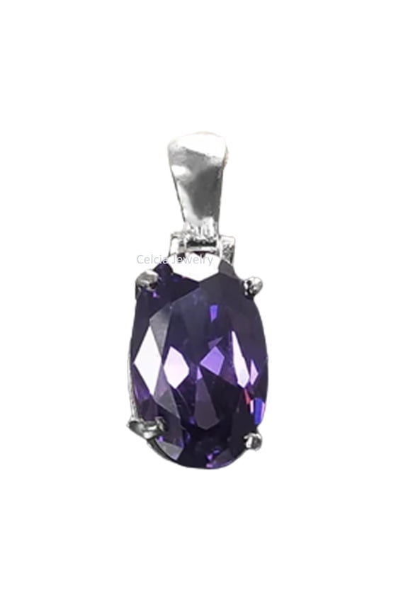 Solid 925 Sterling Silver Pendant For Men Women, Natural Amethyst Faceted Oval Purple Gemstone Amazing Handcrafted February Birthstone Gift
