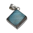 thumbnail image 1 of Solid 925 Sterling Silver Pendant For Women Men, Genuine Labradorite Square Gemstone Unique Handcrafted Pendant Gift For Her Him, 1 of 4