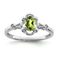thumbnail image 1 of Solid 925 Sterling Silver Peridot Green August Gemstone and Diamond Engagement Ring Size 10 (.02 cttw.), 1 of 3