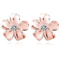 thumbnail image 1 of Solid 925 Sterling Silver Plumeria Flower Stud Earrings for Women Teens Crystal Flower Stud Earrings, 1 of 13