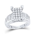thumbnail image 1 of Solid 925 Sterling Silver Real Natural Diamond Cluster Engagement Ring 7/8 Carat - Size - 8.5 ( .84 Cttw ), 1 of 2