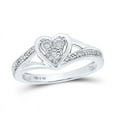 thumbnail image 1 of Solid 925 Sterling Silver Real Natural Diamond Heart Anniversary Ring for Women 1/20 Carat - Size - 6 ( .05 Cttw ), 1 of 2