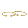 thumbnail image 1 of Solid .925 Sterling Silver Ridged Arrow Ends West Indian Bangles Plated with 14K Gold (PAIR) - 8.5, 1 of 1