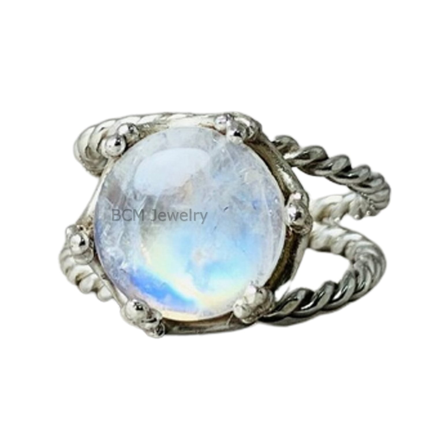Solid 925 Sterling Silver Ring For Men & Women, Genuine Moonstone Ring ...